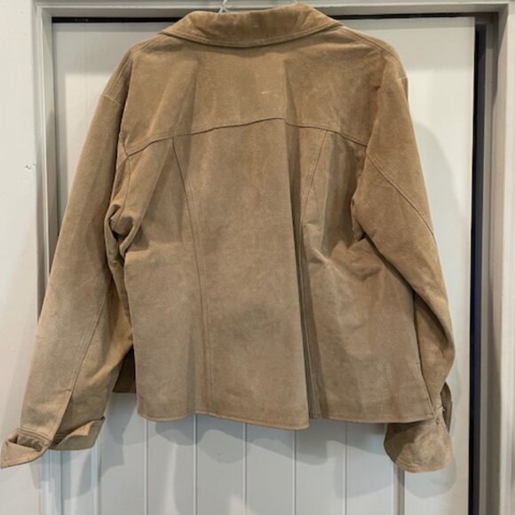 Coldwater Creek Suede Leather Jacket Womens Medium Brown Snap Buttons in Front - Picture 2 of 6